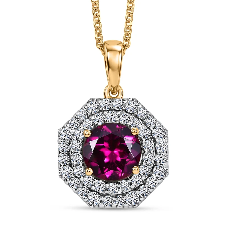 LUXURIANT DIAMOND - AAA Radiant Ember Granat, Lab Grown Diamant Schmuckset (8-13 Werktage Lieferzeit) ca. 50 cm ca. 2,00 ct.