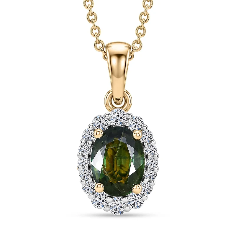 LUXURIANT DIAMOND - AAA Grüner Saphir, Lab Grown Diamant Schmuckset (8-13 Werktage Lieferzeit) ca. 50 cm ca. 1,95 ct.