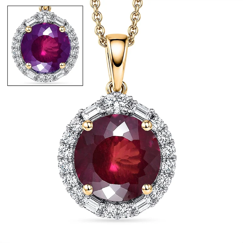 LUXURIANT DIAMOND - AAA Farbwechsel Granat, Lab Grown Diamant Schmuckset (8-13 Werktage Lieferzeit) ca. 45 cm ca. 2,79 ct.