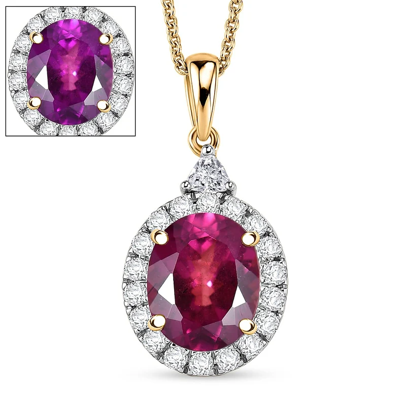 LUXURIANT DIAMOND - AAA Farbwechsel Granat, Lab Grown Diamant Schmuckset (8-13 Werktage Lieferzeit) ca. 45 cm ca. 3,80 ct.
