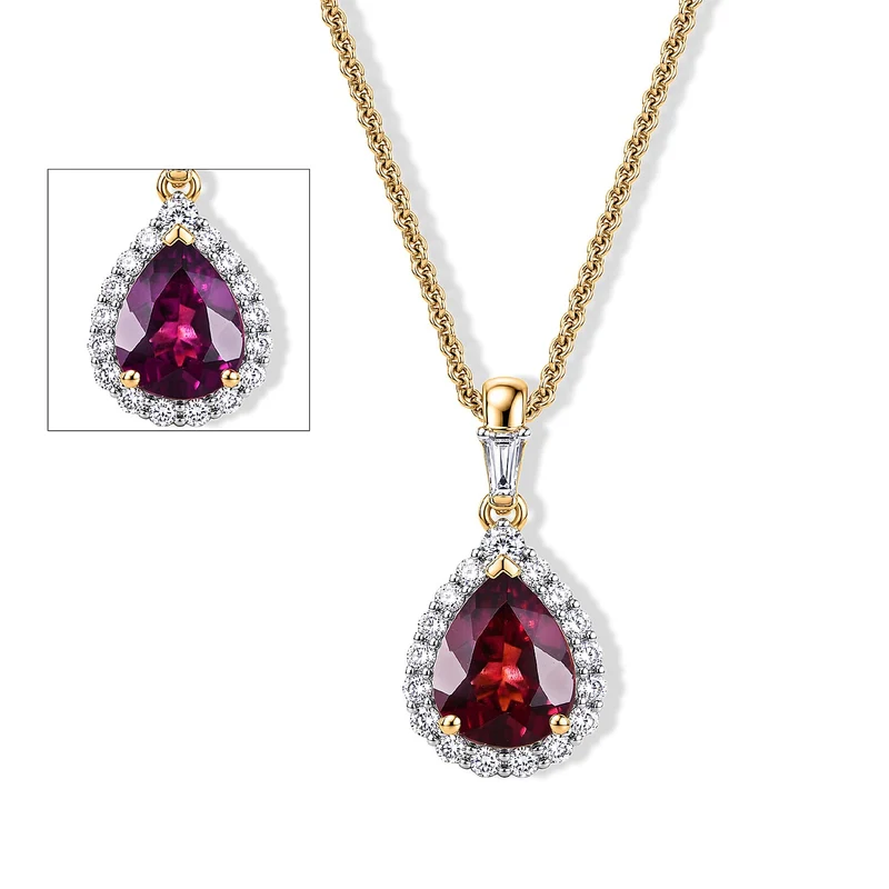 LUXURIANT DIAMOND - AAA Farbwechsel Granat, Lab Grown Diamant Schmuckset (8-13 Werktage Lieferzeit) ca. 50 cm ca. 2,30 ct.