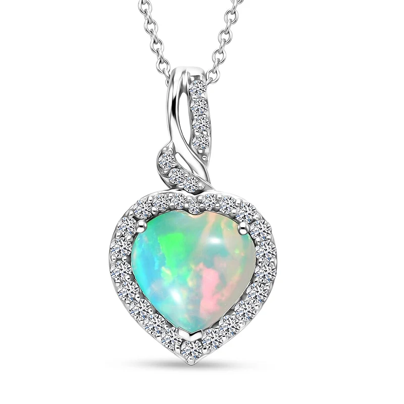 LUXURIANT DIAMOND - AAA Natürlicher, äthiopischer Welo Opal, Lab Grown Diamant Schmuckset (8-13 Werktage Lieferzeit) ca. 50 cm ca. 2,77 ct.