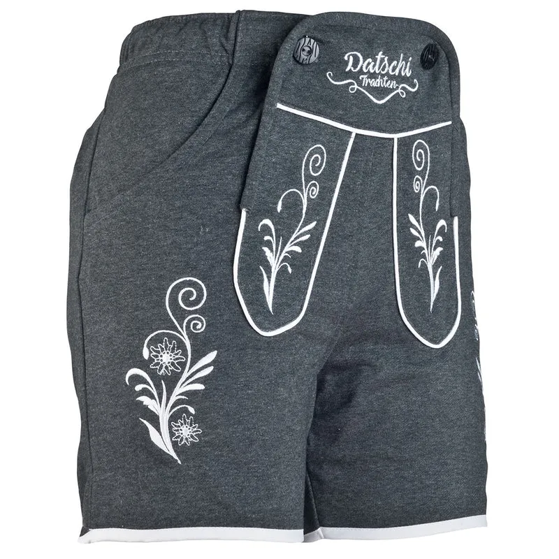 Damen Lederhosen Jogginghose Kurz Dunkelgrau