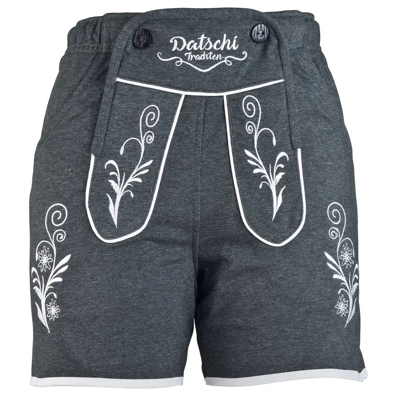 Damen Lederhosen Jogginghose Kurz Dunkelgrau