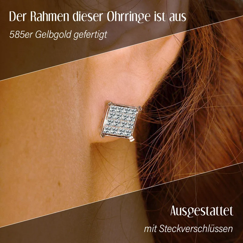 New York Kollektion - Weiße Diamant Ohrringe, SI G-H, 585 Gold ca. 1.00 ct