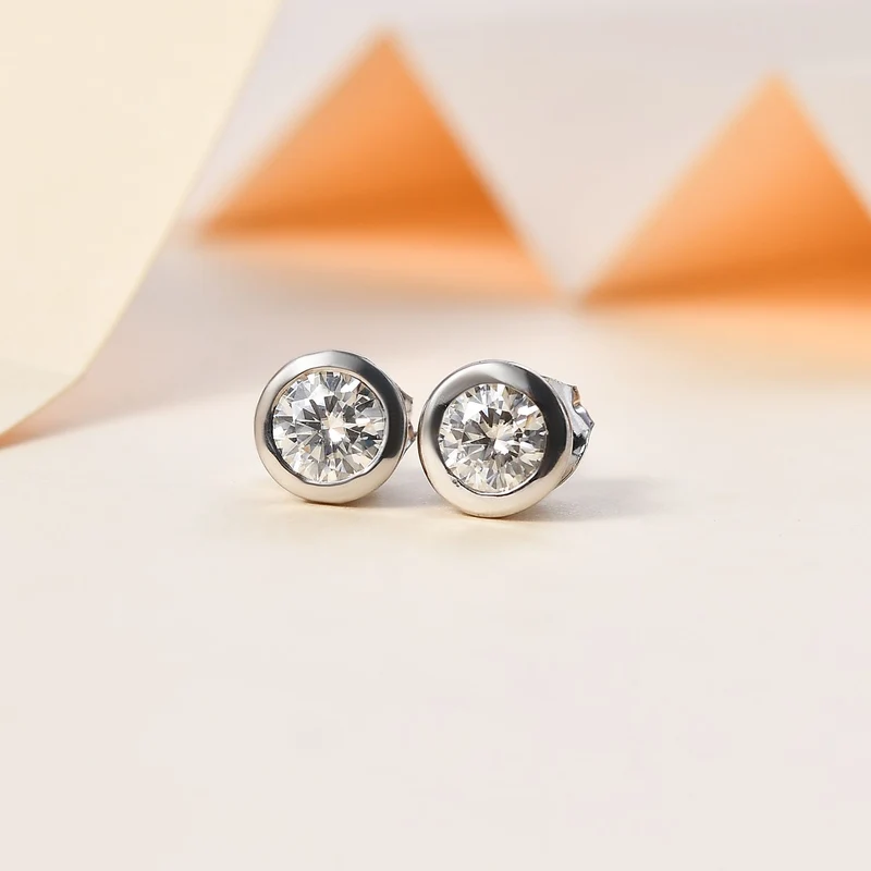 Moissanit Ohrringe 925 Silber ca. 0.88 ct