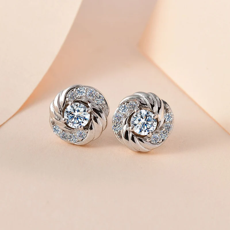 Moissanit Ohrstecker, 925 Silber platiniert ca. 0.63 ct