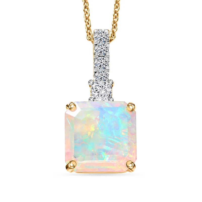 LUXURIANT DIAMOND - AAA Natürlicher, äthiopischer Welo Opal, Lab Grown Diamant Schmuckset ca. 50 cm ca. 2,78 ct. (6-11 Werktage Lieferzeit)
