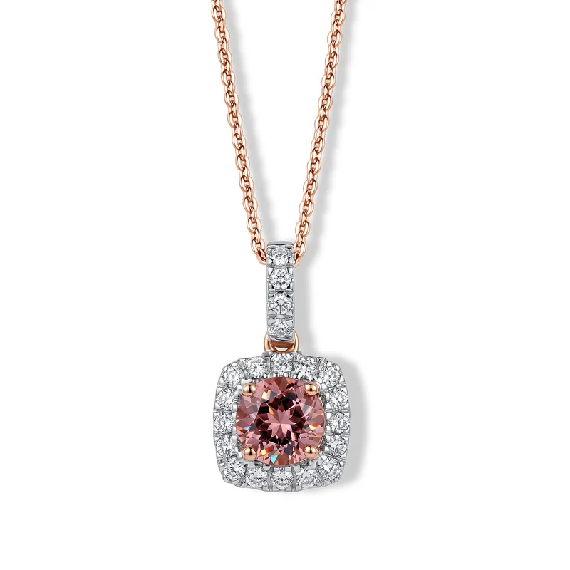 LUXURIANT DIAMOND - AAA Blush Turmalin, Lab Grown Diamant Schmuckset ca. 45 cm ca. 1,13 ct.