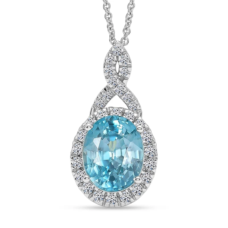 LUXURIANT DIAMOND - AAA Blauer Zirkon, Lab Grown Diamant Schmuckset (8-13 Werktage Lieferzeit) ca. 50 cm ca. 5,13 ct.