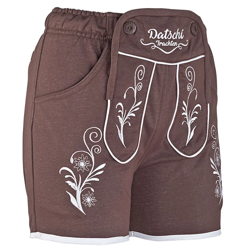 Damen Lederhosen Jogginghose Kurz Braun