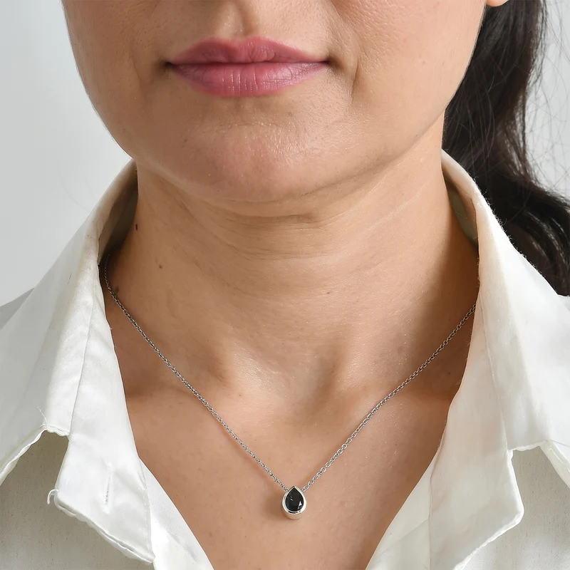 D'Joy Alexandrit Quarz Triplette Anhänger mit Kette, ca. 50 cm 925 Silber Platiniert und Edelstahl Platiniert ca. 1.42 ct