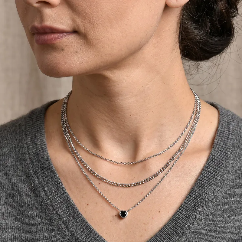 D'Joy Alexandrit Quarz Triplette Anhänger mit Kette, ca. 50 cm 925 Silber Platiniert und Edelstahl Platiniert ca. 1.42 ct