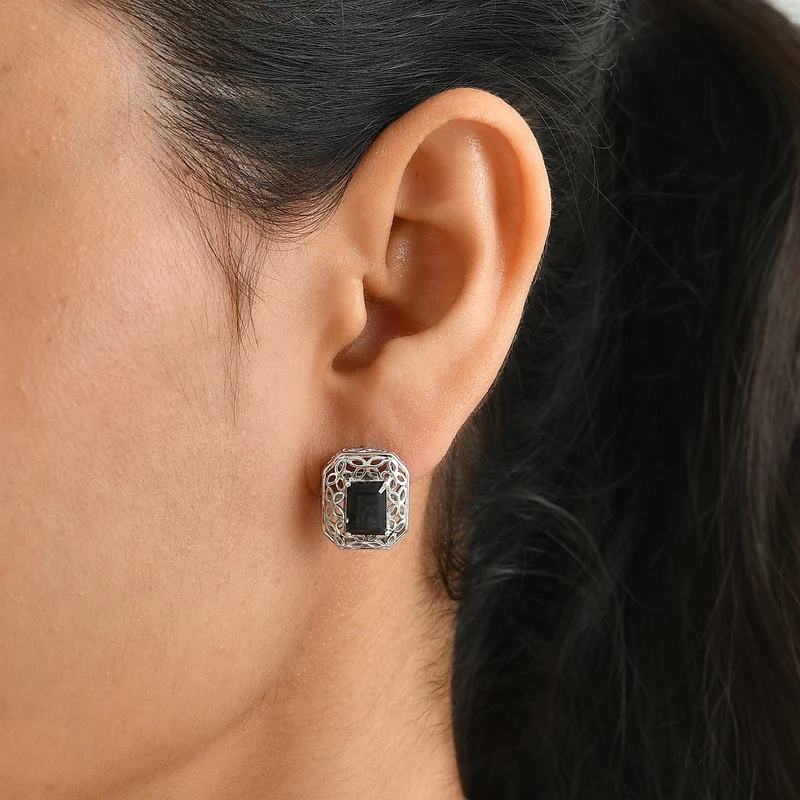 D'Joy Alexandrit Quarz Triplette Ohrringe 925 Silber Rhodiniert ca. 3.71 ct