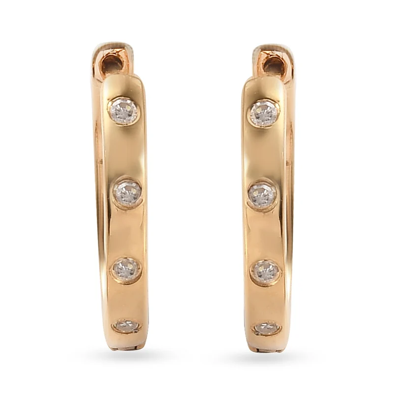 Diamant-Creolen, 925 Silber Gelbgold Vermeil ca. 0.15 ct
