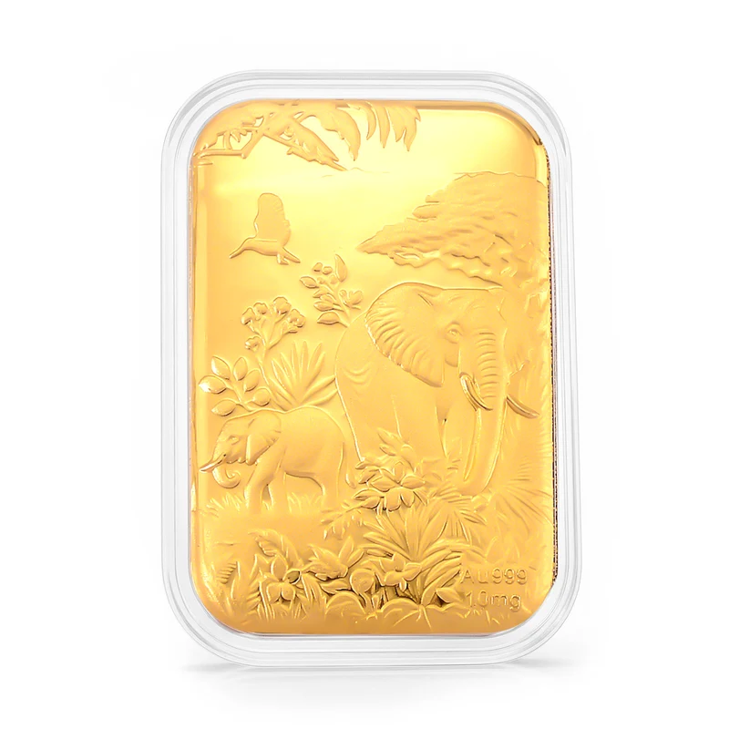 EXKLUSIVES GESCHENK - 999er Goldfolie mit Elefantenfamilie 10mg