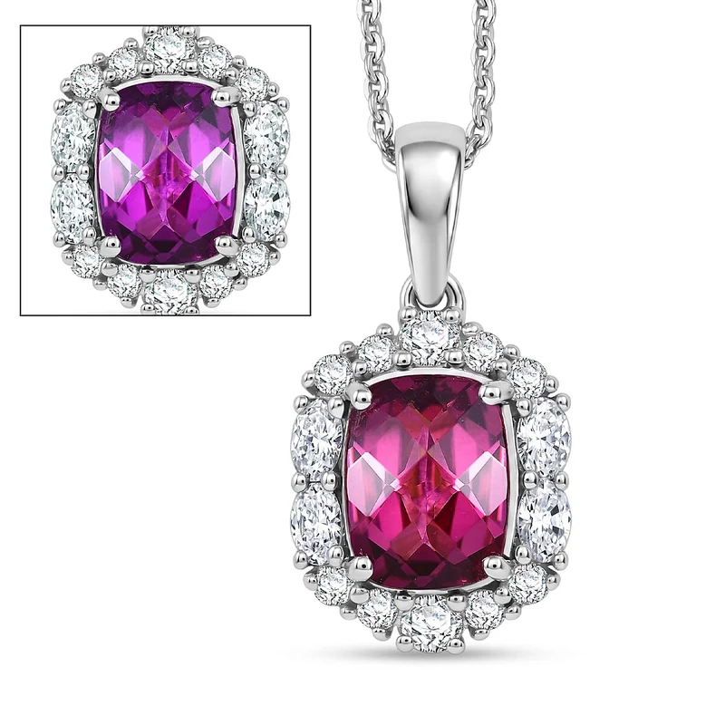 D'Joy AA Farbwechsel Granat, Moissanit Schmuckset (10-15 Werktage Lieferzeit) ca. 45 cm 925 Silber Rhodiniert ca. 2,18 ct.