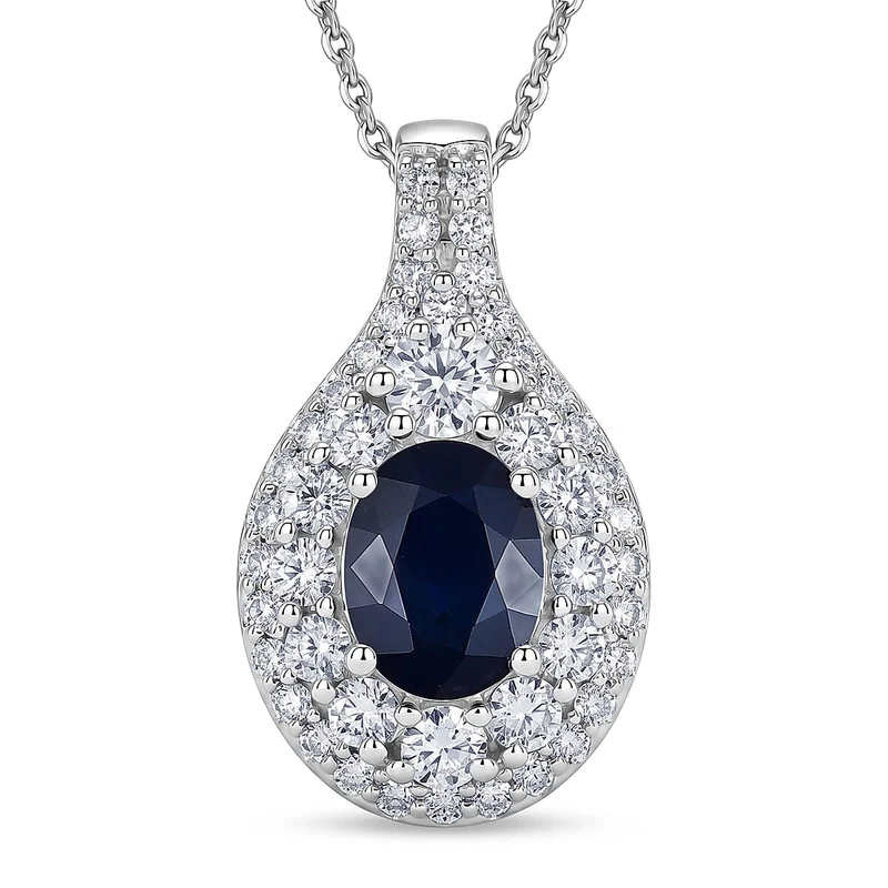 D'Joy AA Kanchanaburi Blauer Saphir, Moissanit Schmuckset (10-15 Werktage Lieferzeit) ca. 45 cm 925 Silber Rhodiniert ca. 2,33 ct.