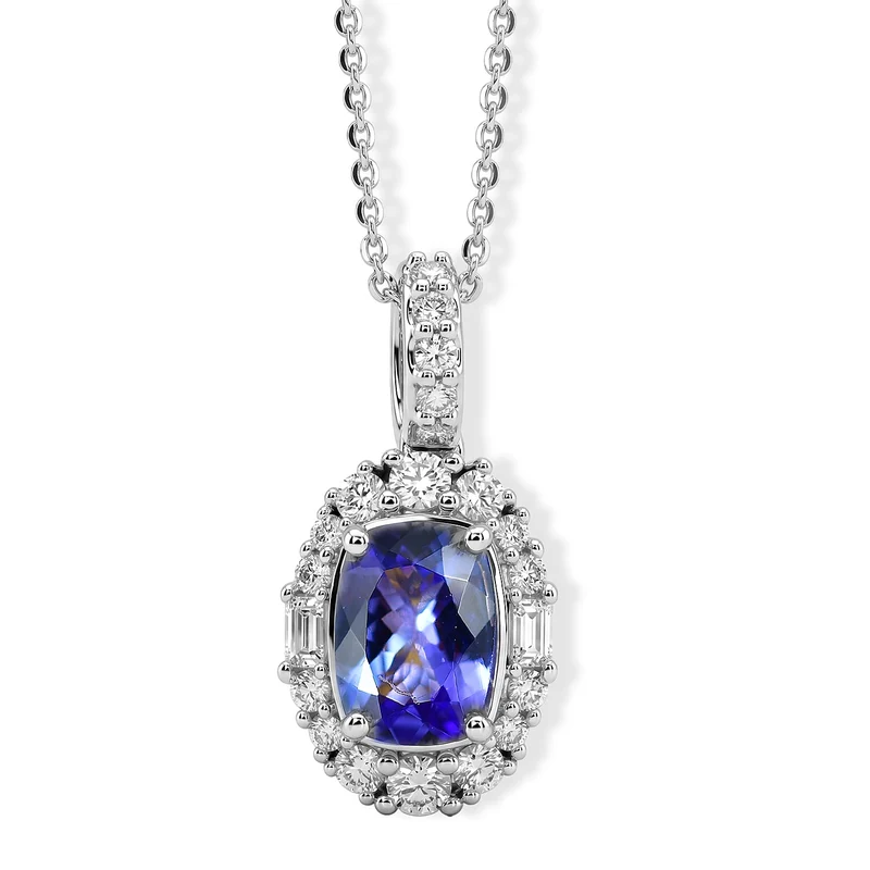 D'Joy AA Tansanit, Moissanit Schmuckset ca. 45 cm 925 Silber Rhodiniert ca. 1,84 ct. (10-15 Werktage Lieferzeit)