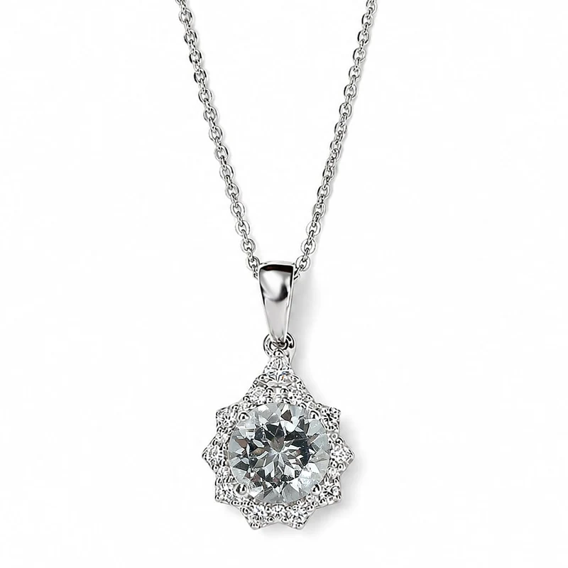 D'Joy AA Aquamarin, Moissanit Schmuckset (10-15 Werktage Lieferzeit) ca. 45 cm 925 Silber Rhodiniert ca. 1,45 ct.