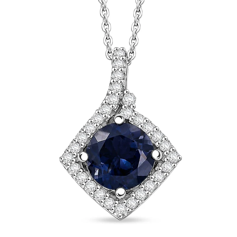 D'Joy AA Iolit, Moissanit AGI zertifiziert Schmuckset ca. 50 cm 925 Silber Rhodiniert ca. 1.79 ct (9-14 Werktage Lieferzeit)