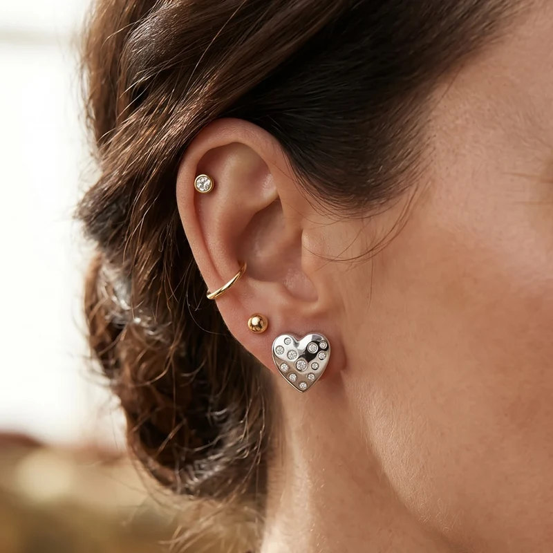 LUXURIANT (8-13 Werktage Lieferzeit) 0,35 ct. SI-GH Labor Diamant Ohrringe, 925 Silber 750 Gelbgold Vermeil