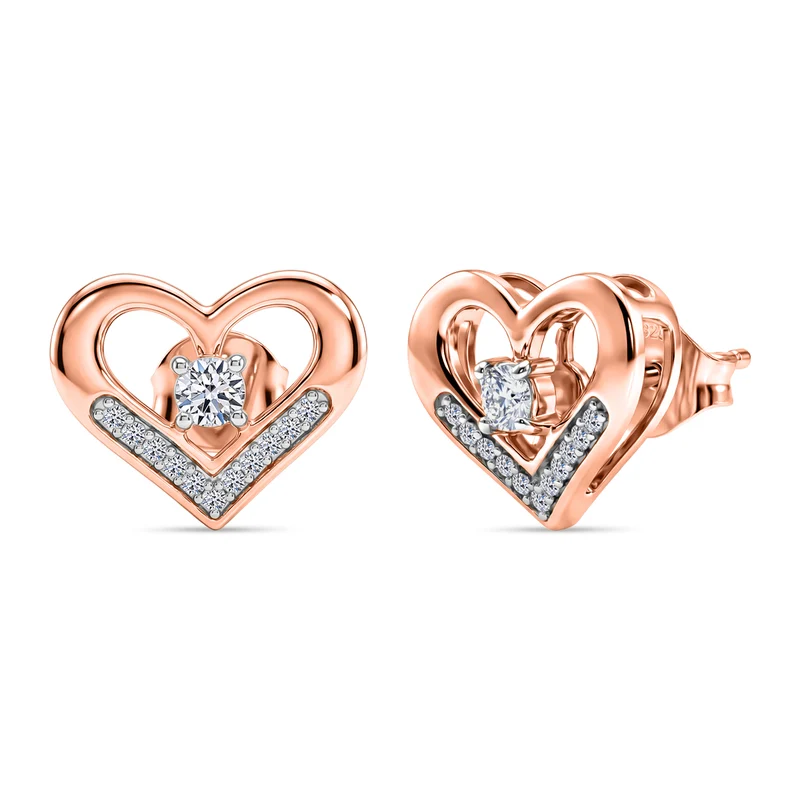 LUXURIANT (8-13 Werktage Lieferzeit) 0,31 ct. SI-GH Labor Diamant Ohrringe, 925 Silber 750 Roségold Vermeil
