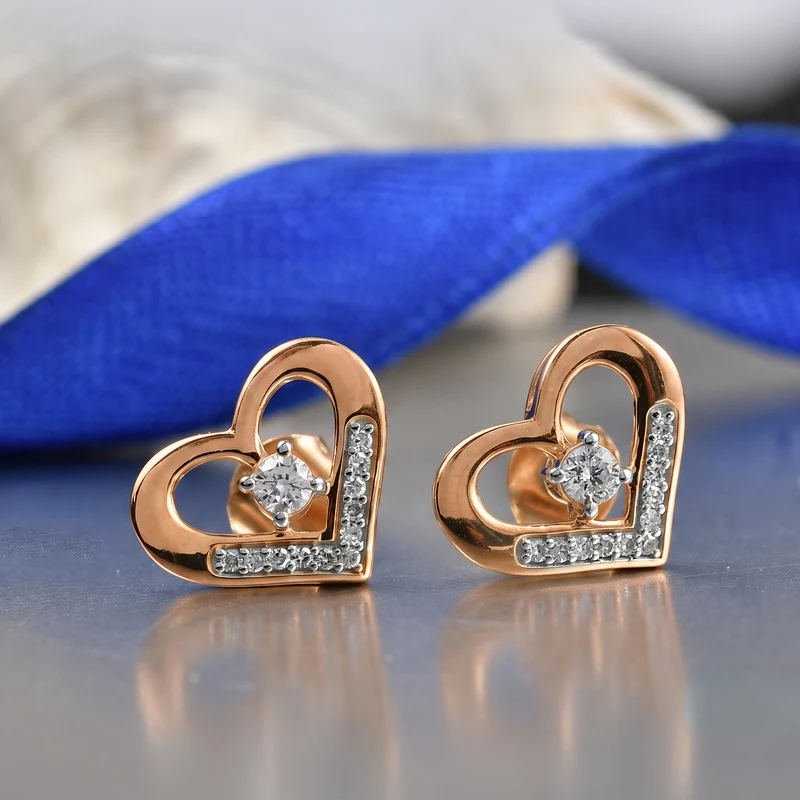 LUXURIANT (8-13 Werktage Lieferzeit) 0,31 ct. SI-GH Labor Diamant Ohrringe, 925 Silber 750 Roségold Vermeil