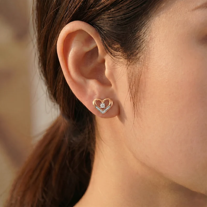 LUXURIANT (8-13 Werktage Lieferzeit) 0,31 ct. SI-GH Labor Diamant Ohrringe, 925 Silber 750 Roségold Vermeil