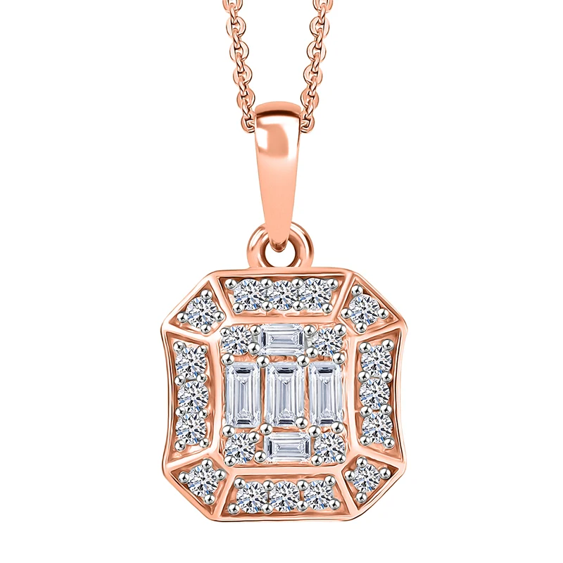 LUXURIANT DIAMOND - Lab Grown Diamant SI-GH Schmuckset (8-13 Werktage Lieferzeit) ca. 50 cm 925 Silber 750 Roségold vermeil ca. 0,52 ct.