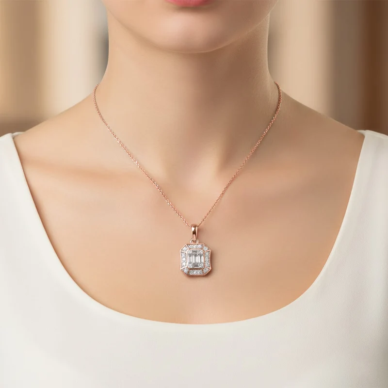 LUXURIANT DIAMOND - Lab Grown Diamant SI-GH Schmuckset (8-13 Werktage Lieferzeit) ca. 50 cm 925 Silber 750 Roségold vermeil ca. 0,52 ct.