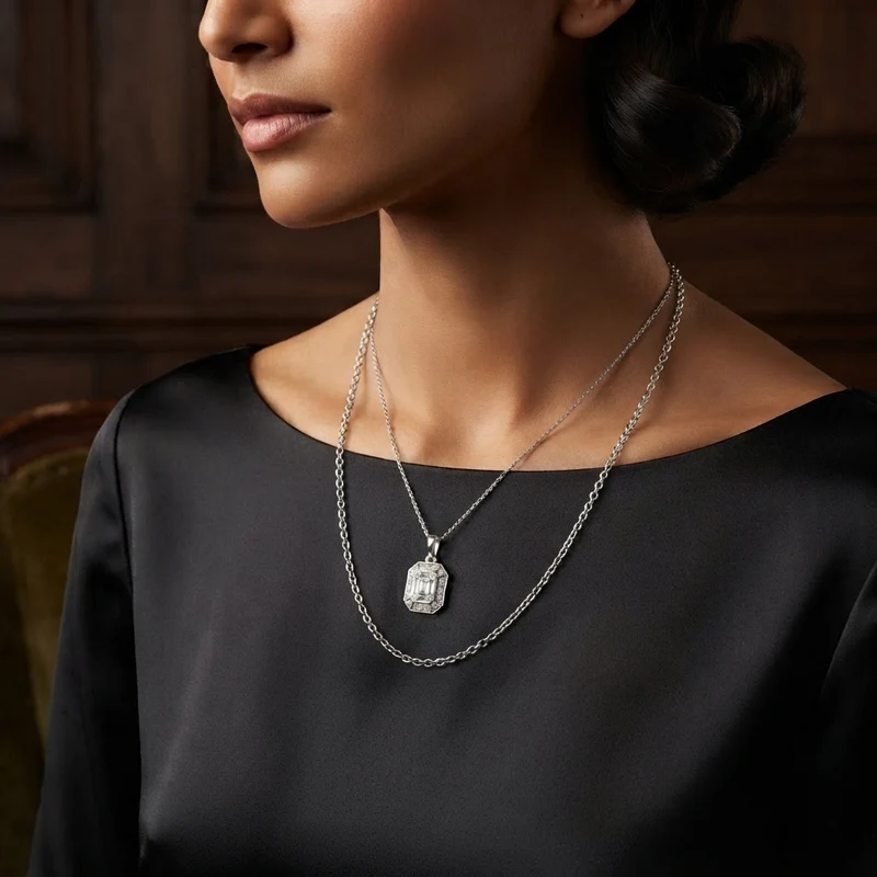 LUXURIANT DIAMOND - Lab Grown Diamant SI-GH Schmuckset (8-13 Werktage Lieferzeit) ca. 50 cm 925 Silber 750 Roségold vermeil ca. 0,52 ct.