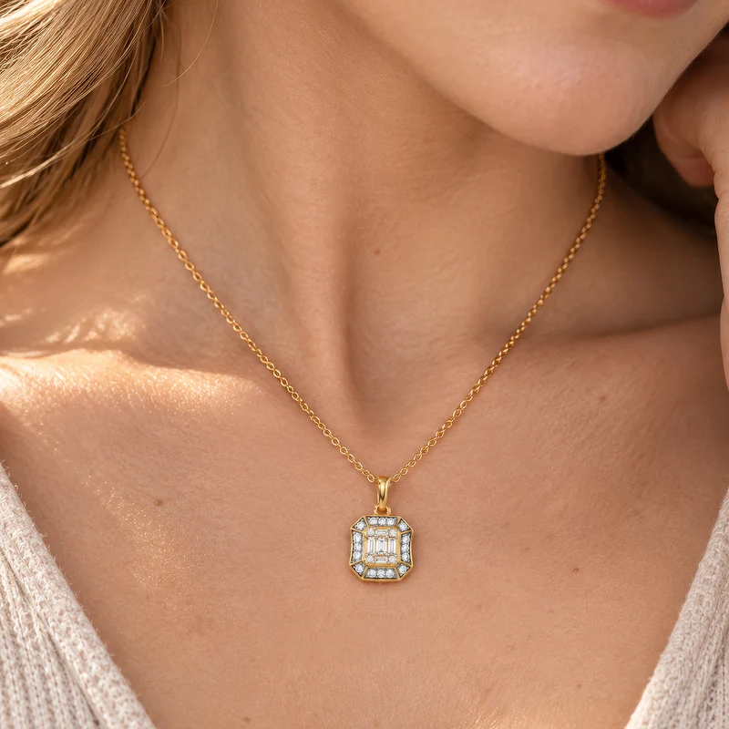 LUXURIANT DIAMOND - Lab Grown Diamant SI-GH Schmuckset (8-13 Werktage Lieferzeit) ca. 50 cm 925 Silber 750 Roségold vermeil ca. 0,52 ct.