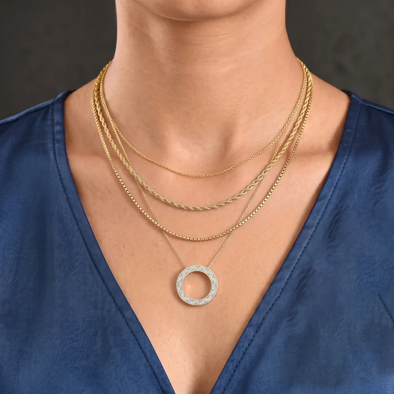 LUXURIANT DIAMOND - Lab Grown Diamant SI-GH Schmuckset (8-13 Werktage Lieferzeit) ca. 50 cm 925 Silber 750 Roségold vermeil ca. 1,01 ct.