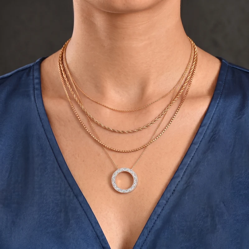 LUXURIANT DIAMOND - Lab Grown Diamant SI-GH Schmuckset (8-13 Werktage Lieferzeit) ca. 50 cm 925 Silber 750 Roségold vermeil ca. 1,01 ct.