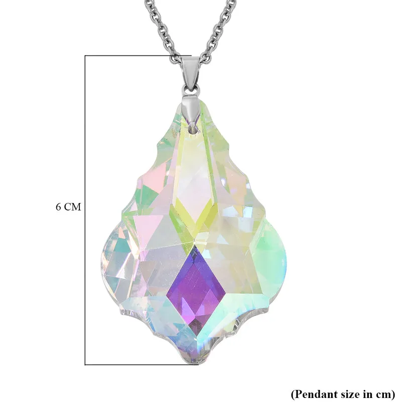 Glas Anhänger mit Kette, Lila, Edelstahl ca. 90.00 ct
