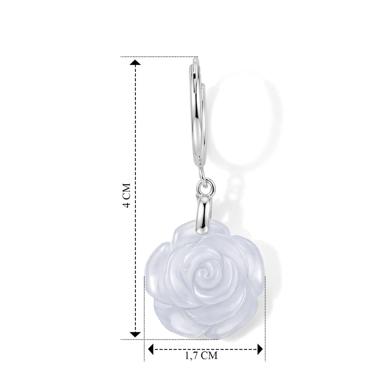 D'Joy Weiße Jade Ohrringe 925 Silber Rhodiniert ca. 17.00 ct