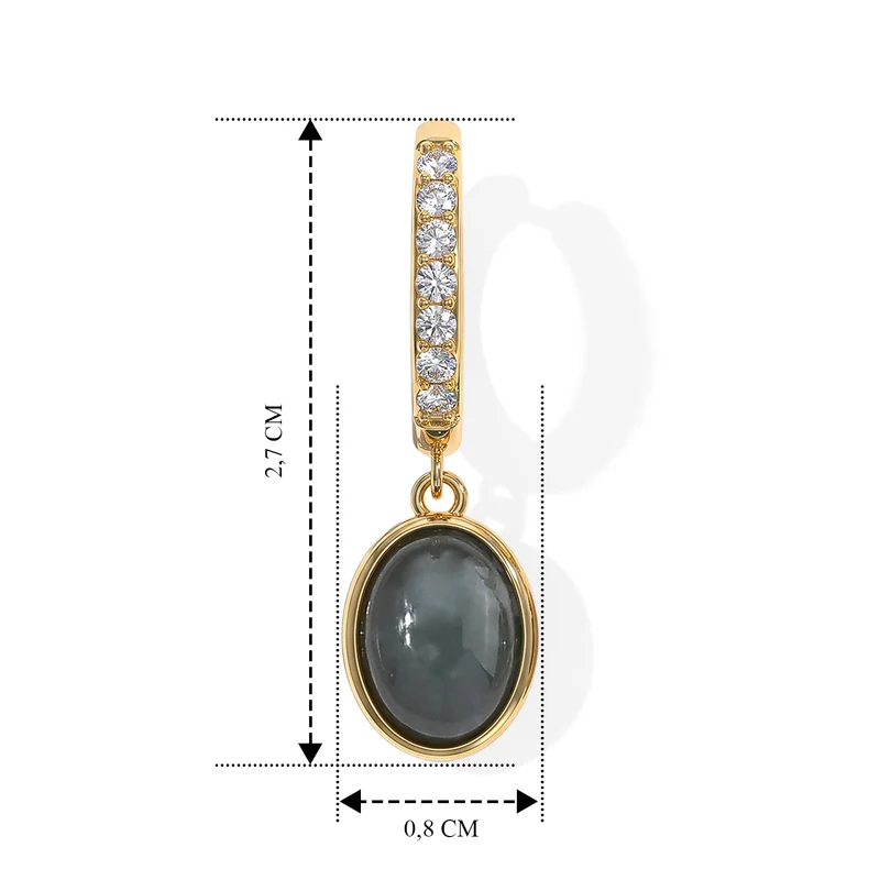 LUXURIANT 3,64 ct. Olmek Jadeit und Labor Diamant Ohrringe, 925 Silber 750 Gelbgold Vermeil