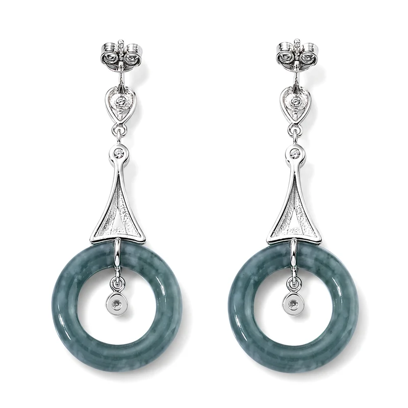 D'Joy 23,73 ct. Olmek Jadeit und Moissanit Ohrringe, 925 Silber rhodiniert