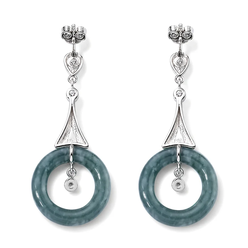 D'Joy 23,73 ct. Olmek Jadeit und Moissanit Ohrringe, 925 Silber rhodiniert
