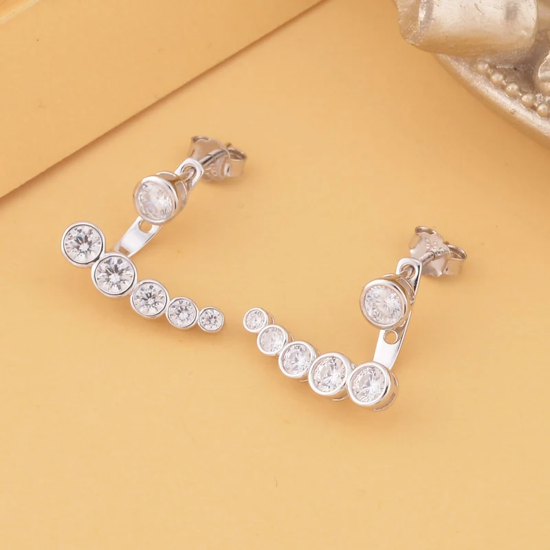 LUSTRO STELLA - Weiße Zirkonia Ohrringe, 925 Silber vergoldet ca. 2.50 ct