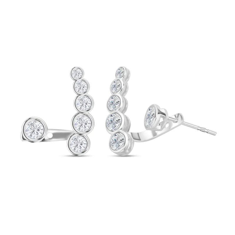 LUSTRO STELLA - Weiße Zirkonia Ohrringe, 925 Silber vergoldet ca. 2.50 ct