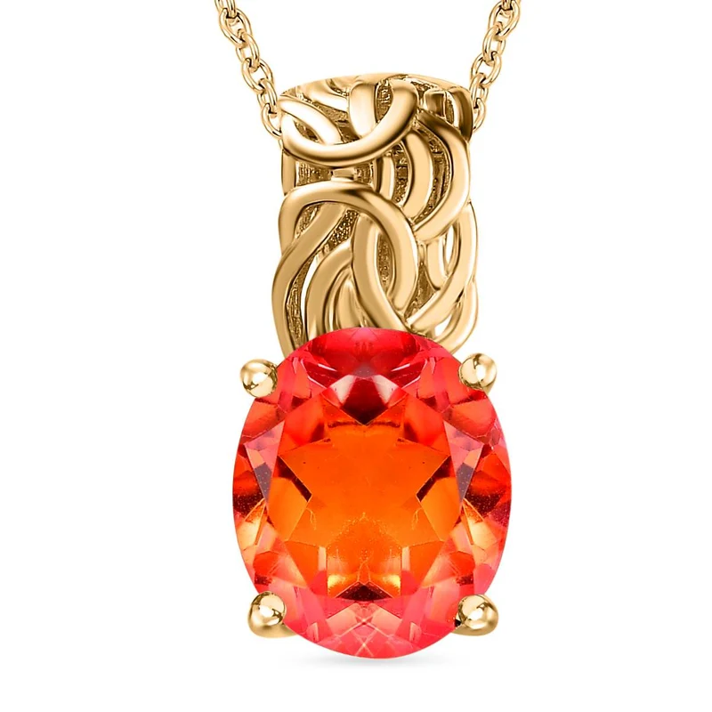 Ceylon Farbe Quarz Anhänger mit Kette, 925 Silber rhodiniert ca. 5.00 ct