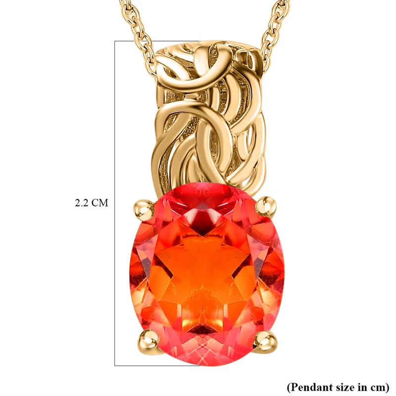 Ceylon Farbe Quarz Anhänger mit Kette, 925 Silber rhodiniert ca. 5.00 ct