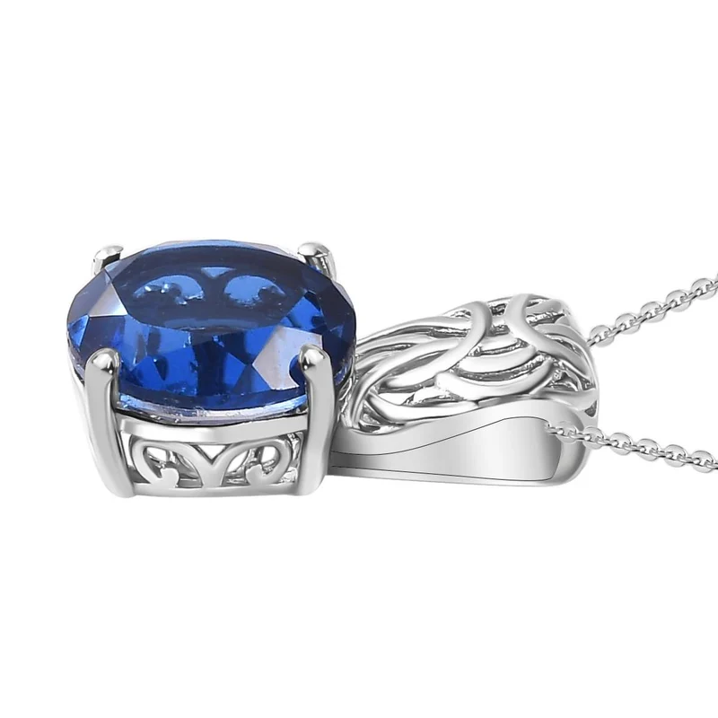 Ceylon Farbe Quarz Anhänger mit Kette, 925 Silber rhodiniert ca. 5.00 ct