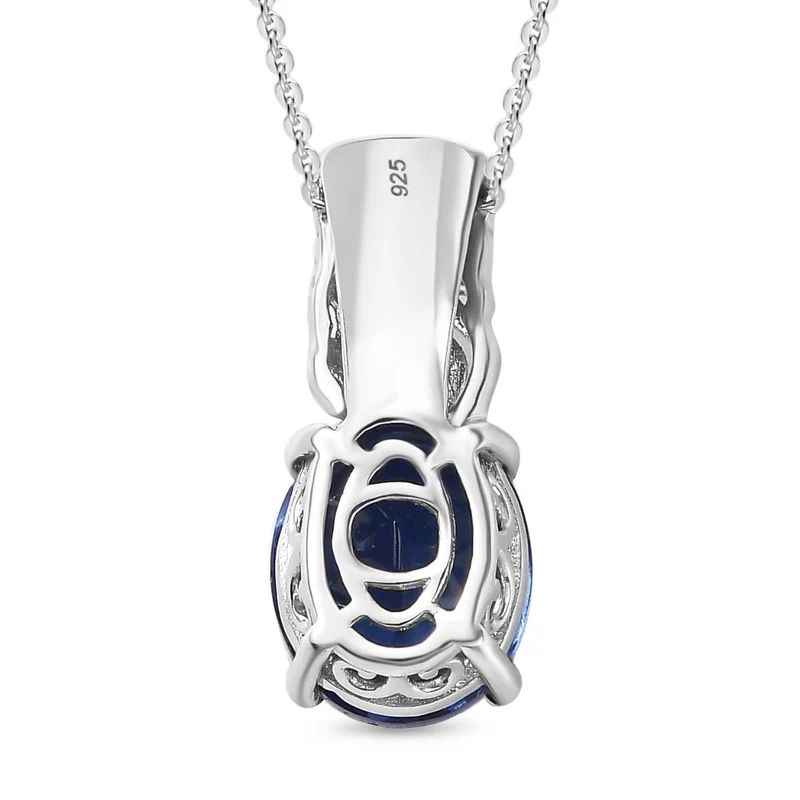 Ceylon Farbe Quarz Anhänger mit Kette, 925 Silber rhodiniert ca. 5.00 ct