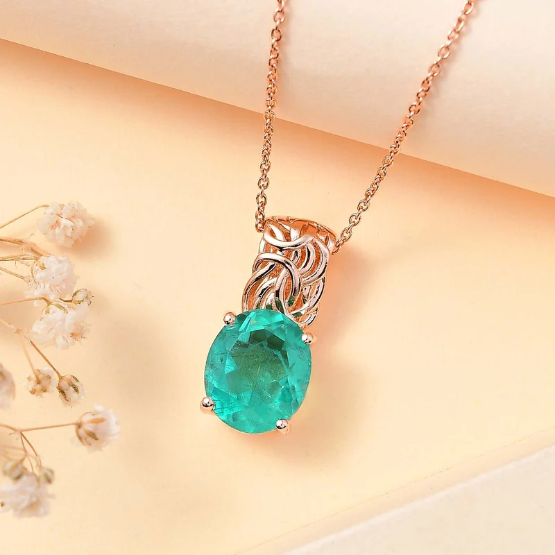 Ceylon Farbe Quarz Anhänger mit Kette, 925 Silber rhodiniert ca. 5.00 ct