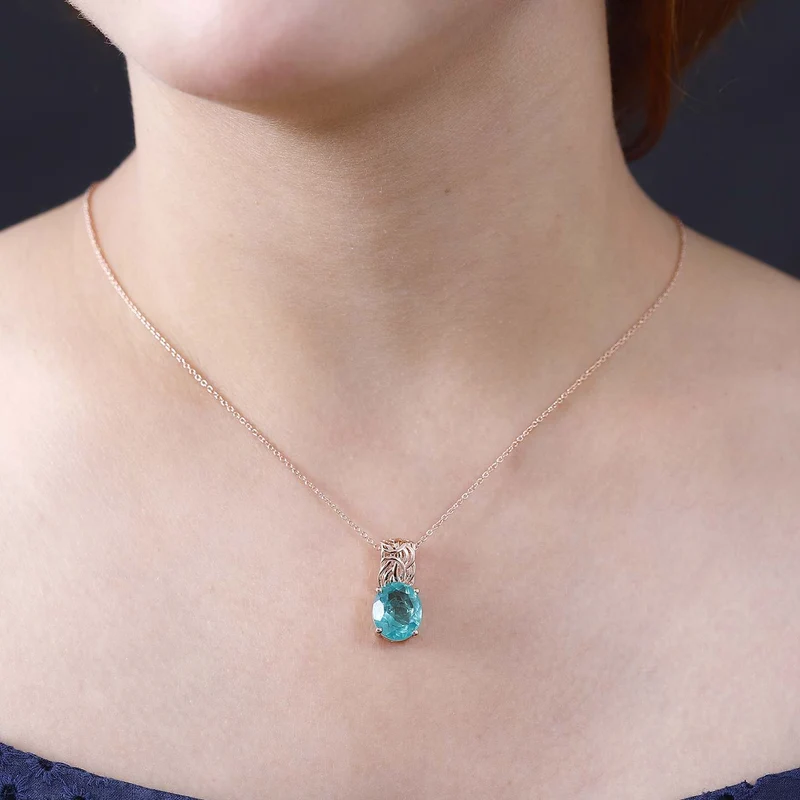 Ceylon Farbe Quarz Anhänger mit Kette, 925 Silber rhodiniert ca. 5.00 ct