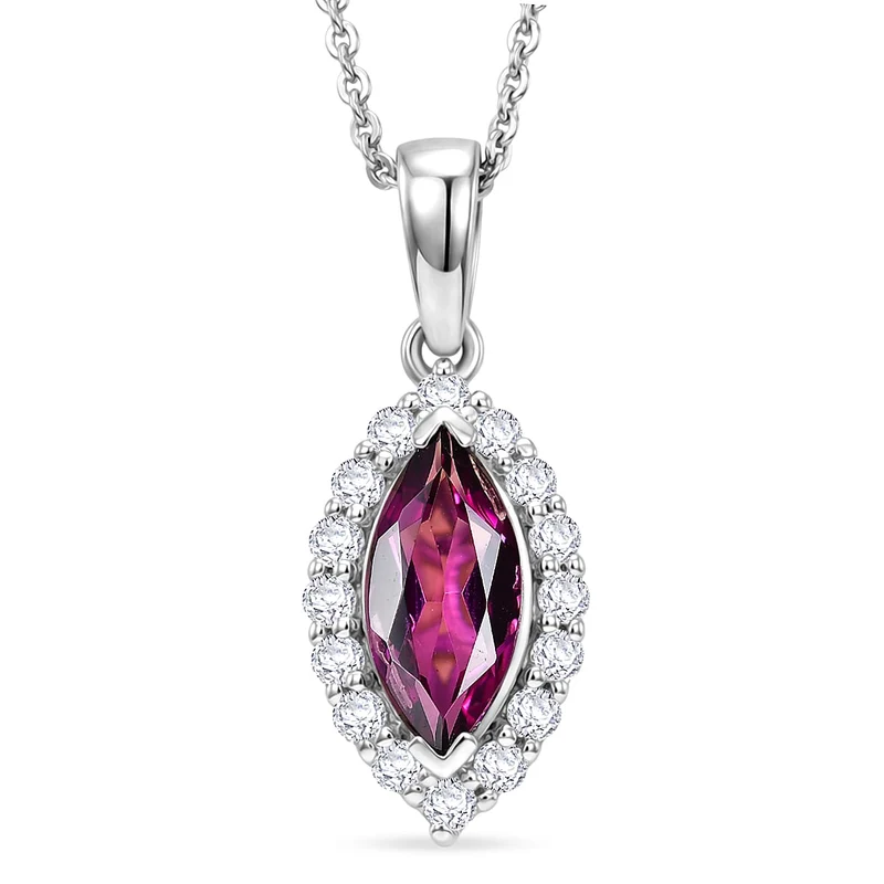 D'Joy AAA Radiant Ember Granat, Moissanit Schmuckset (10-15 Werktage Lieferzeit) ca. 45 cm 925 Silber Rhodiniert ca. 1,79 ct.