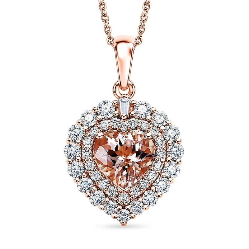 D'Joy AA Morganit, Moissanit Schmuckset (10-15 Werktage Lieferzeit) ca. 45 cm 925 Silber 750 Roségold vermeil ca. 2,04 ct.